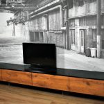 Zwart en ice brown eiken hangend TV Meubel 300cm - Le Faou