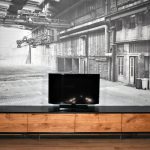 Zwart en pure eiken hangend TV Meubel 280 cm - Le Faou